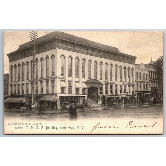 Watertown, NY Postcard Y.M.C.A. Building Automobile RPPC* Rc1905-07 Rotograph