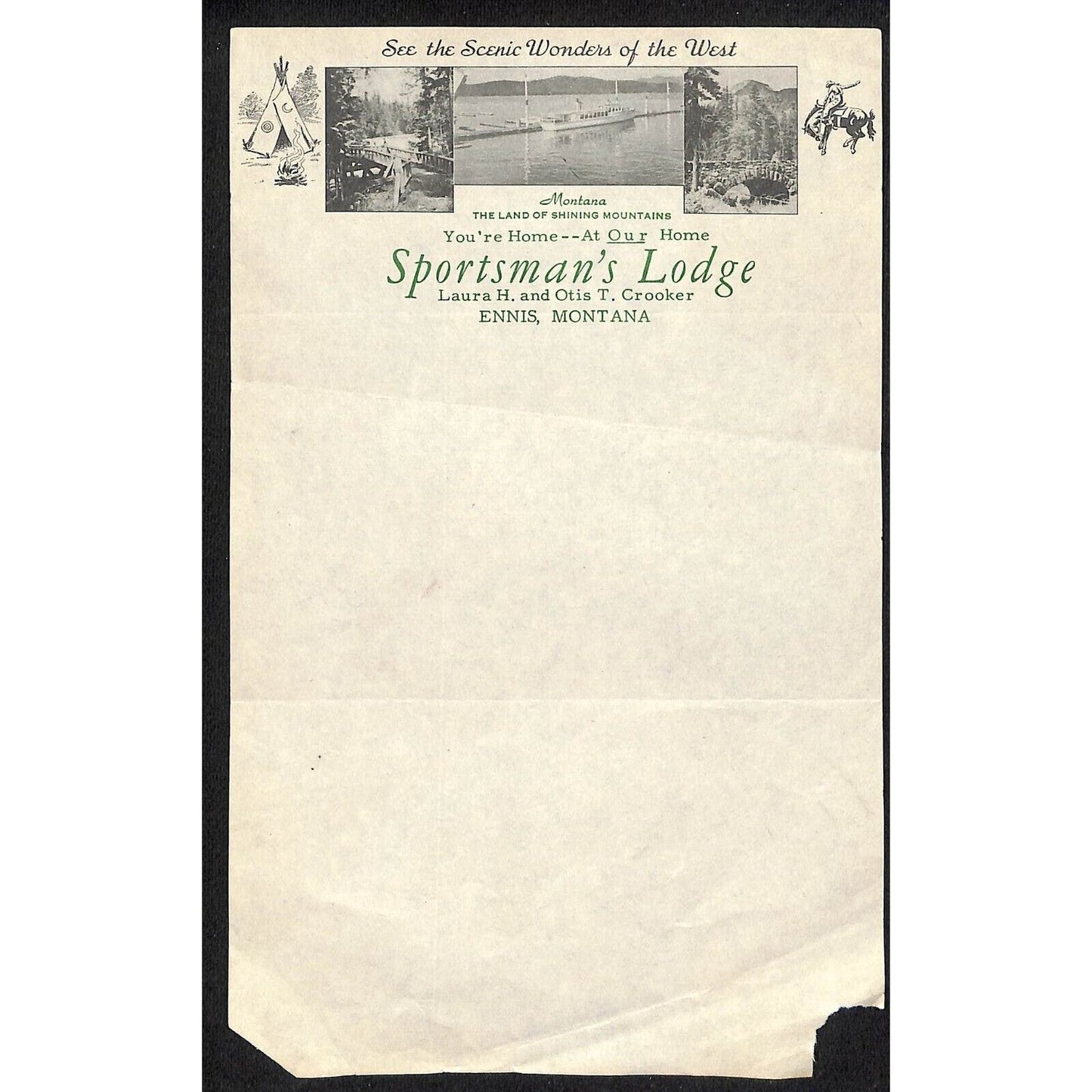 Ennis, MY "Sportsman's Lodge" Stationary Crocker Real Photo c1945-50's