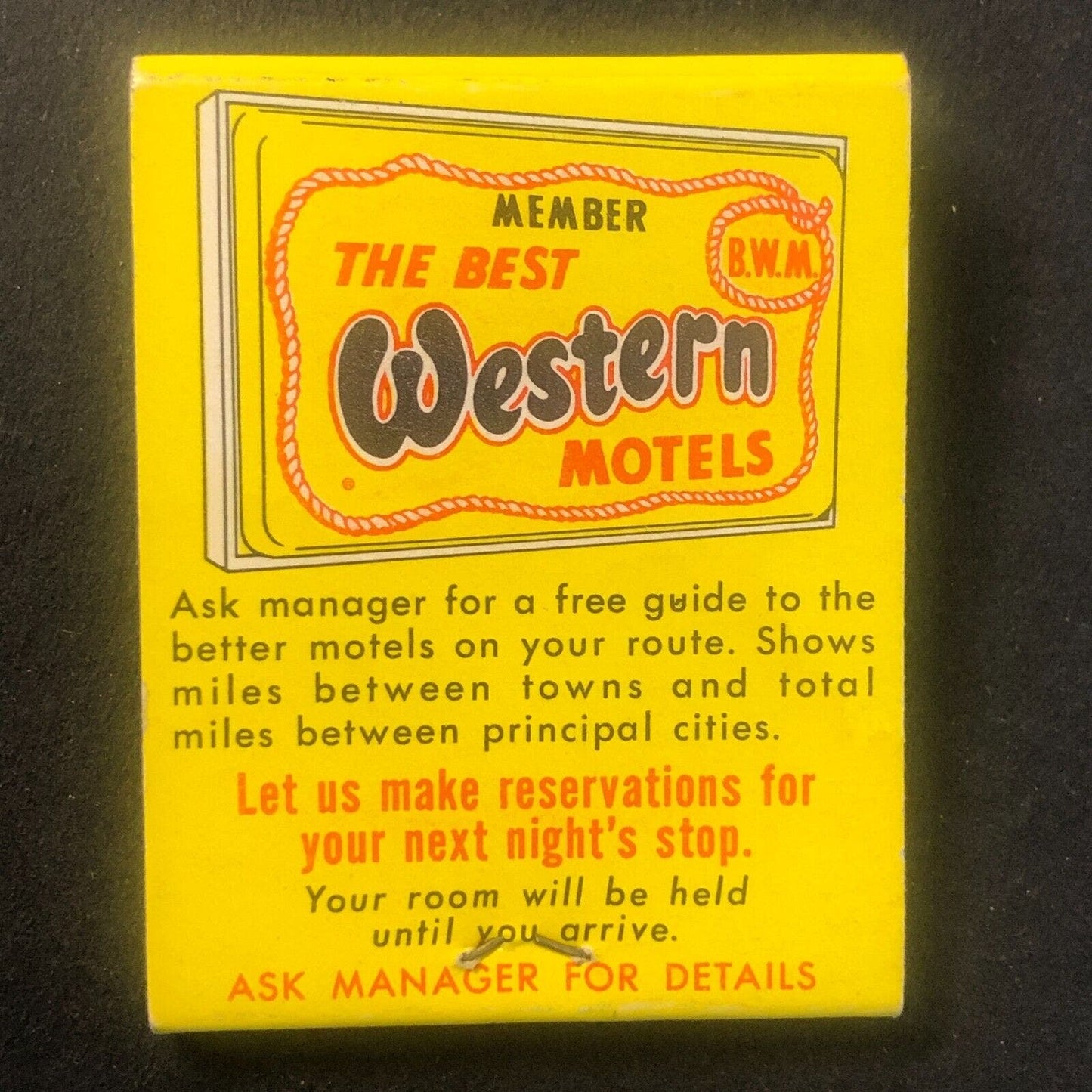 John Yancey Motor Hotel Williamsburg, VA Vintage Full Matchbook c1960's VGC