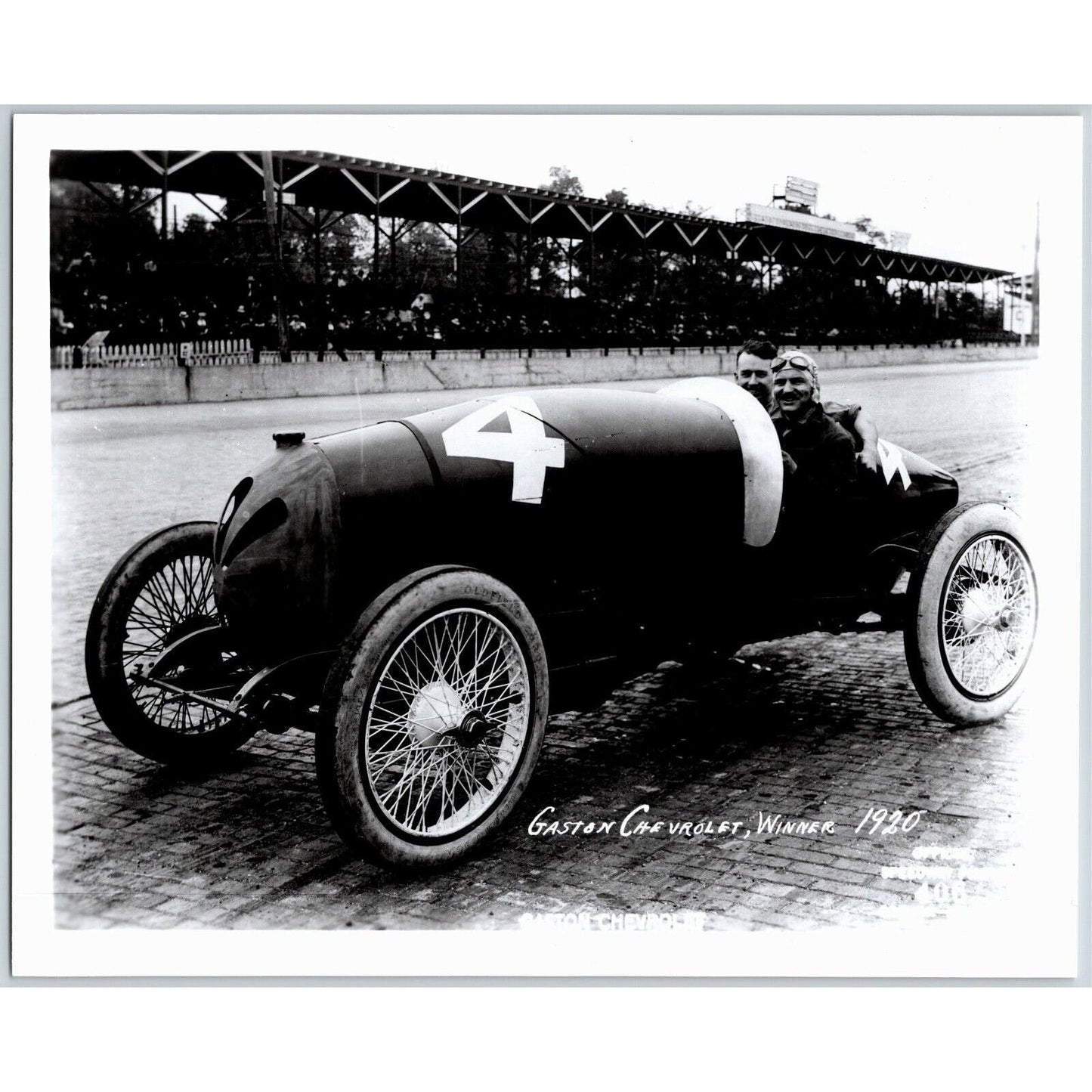 Gaston Chevrolet Indy 500 Winner 1920 - 8 x 10 Glossy B&W Photograph VGC Stamped