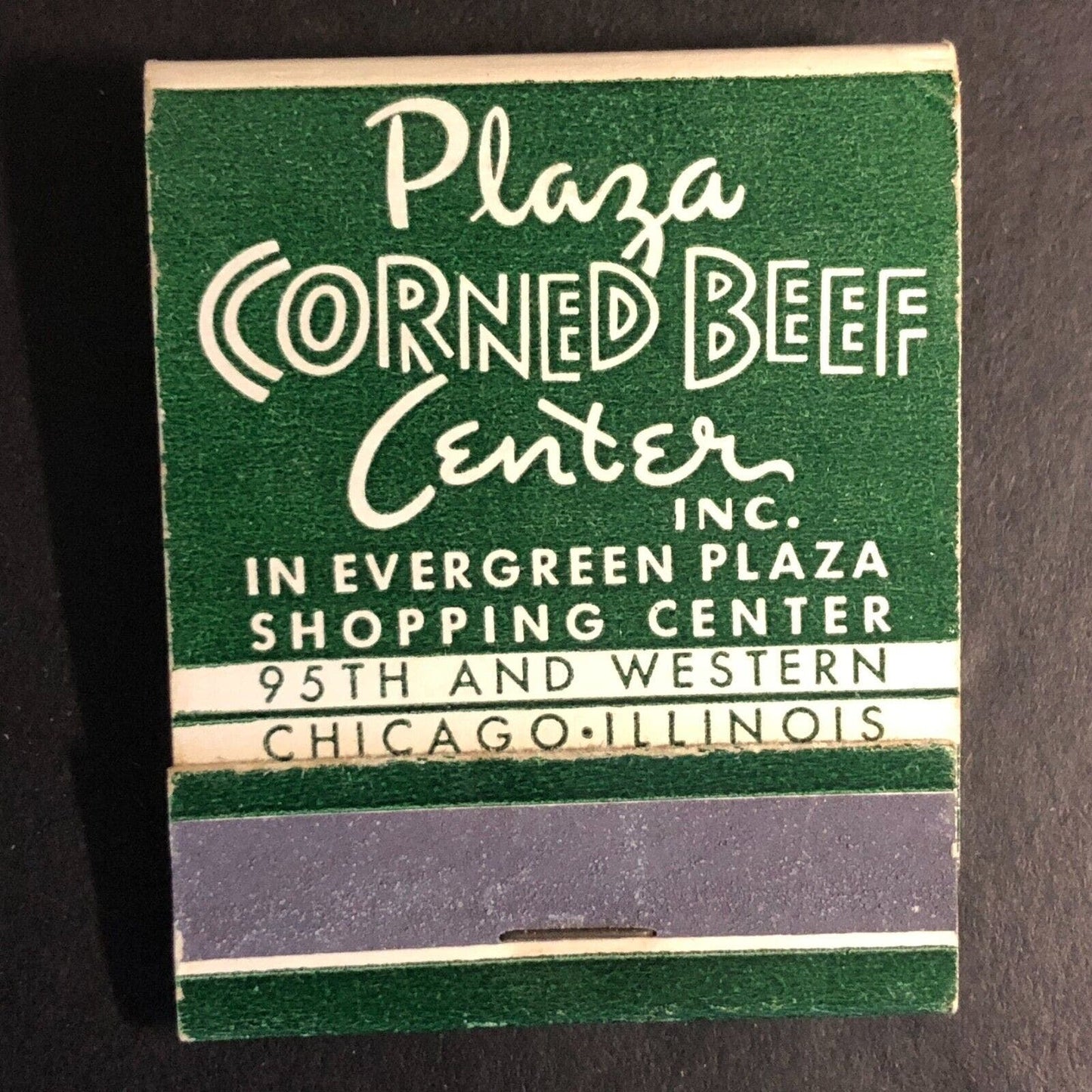 "Plaza Corned Beef Center" Restaurant Chicago Full Matchbook c1955-60's Scarce