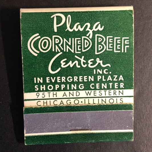 "Plaza Corned Beef Center" Restaurant Chicago Full Matchbook c1955-60's Scarce