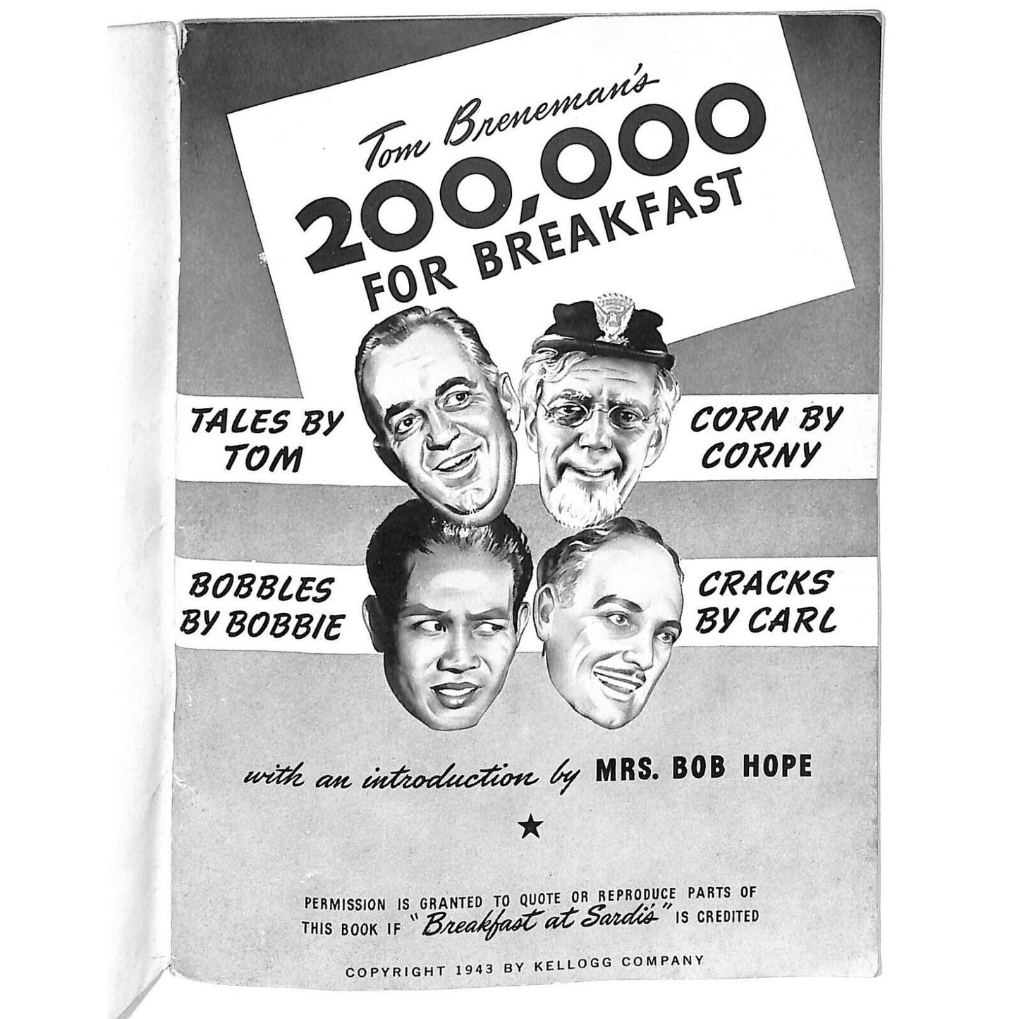 Kellogg's "200,000 for Breakfast" Tom Breneman Celebrity Comedy Booklet 1943 44p