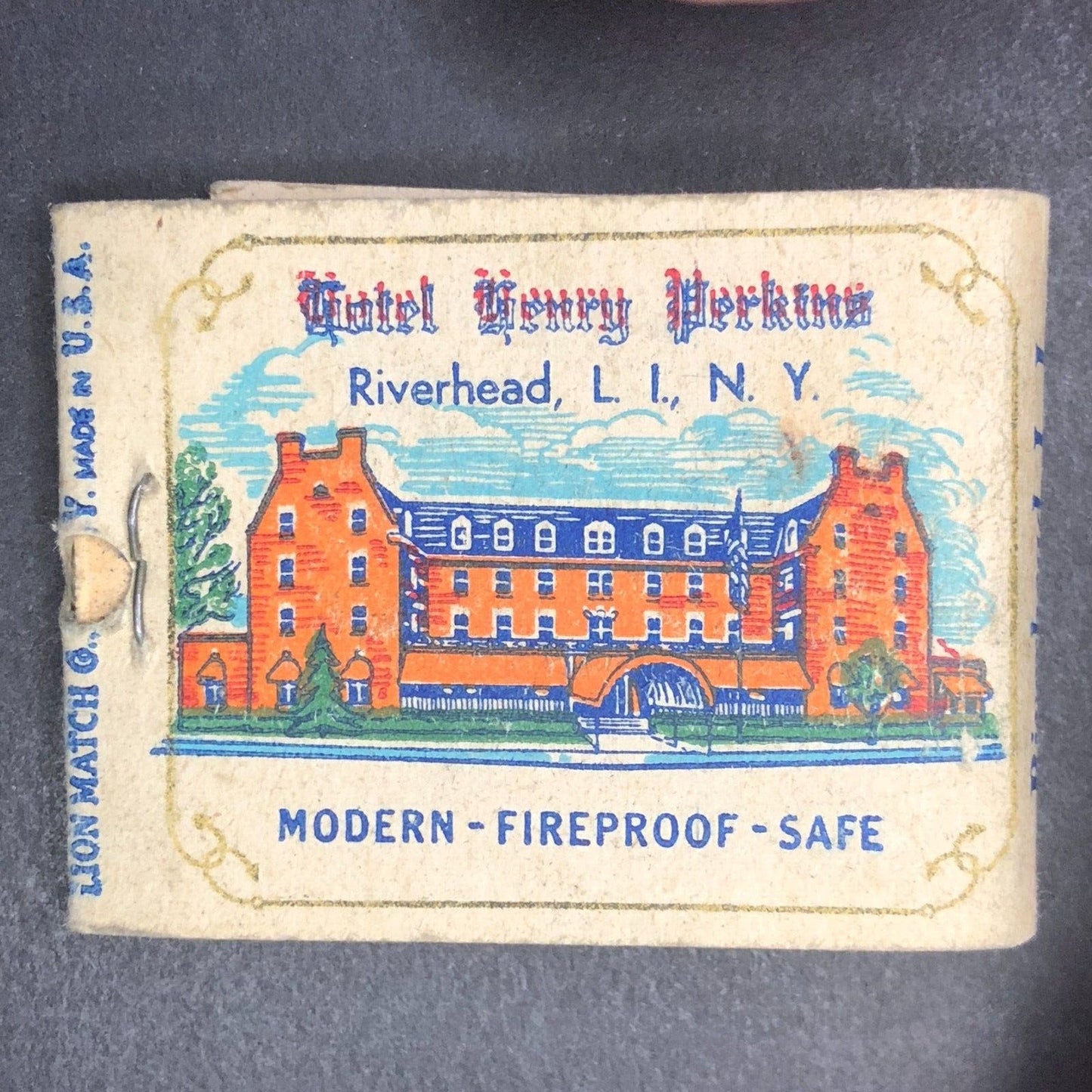 Hotel Henry Perkins Riverhead, L.I. NY Full Matchbook c1940's VGC Scarce