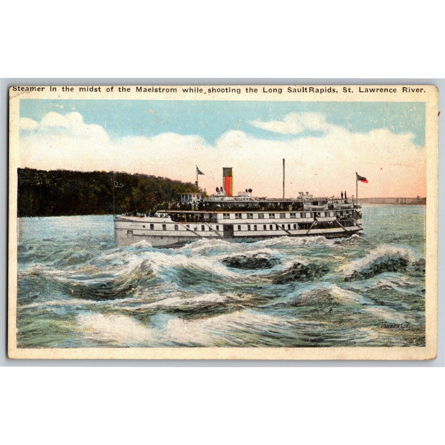 Steamer Shooting Long Sault Rapids, St. Lawrence River CAN Vintage Postcard NP