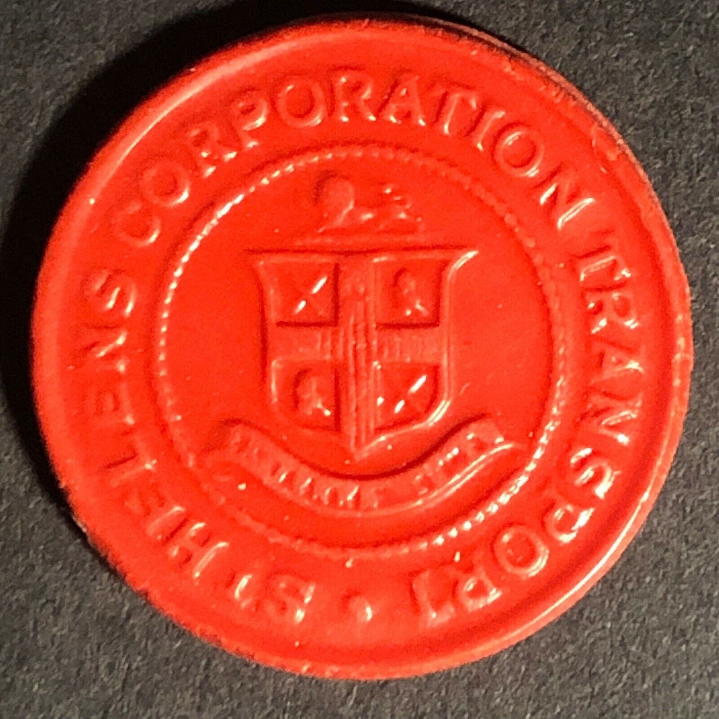 St. Helens Transport England Plastic Token Red 2D 22mm c50's-60's