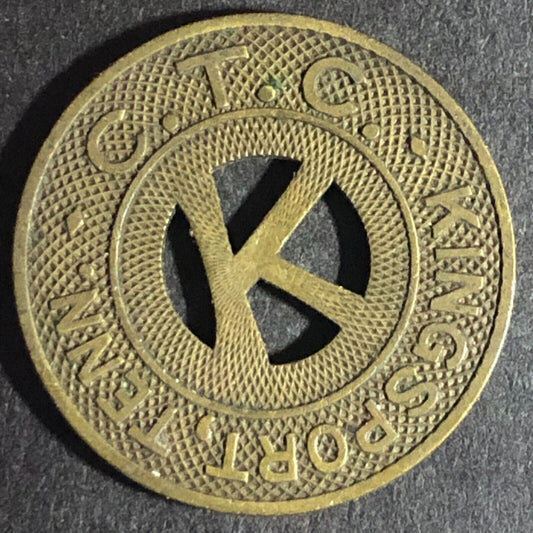 C.T.C Kingsport, TENN G/F One Fare Zone 1 "Hanging K" Token 23mm Scarce