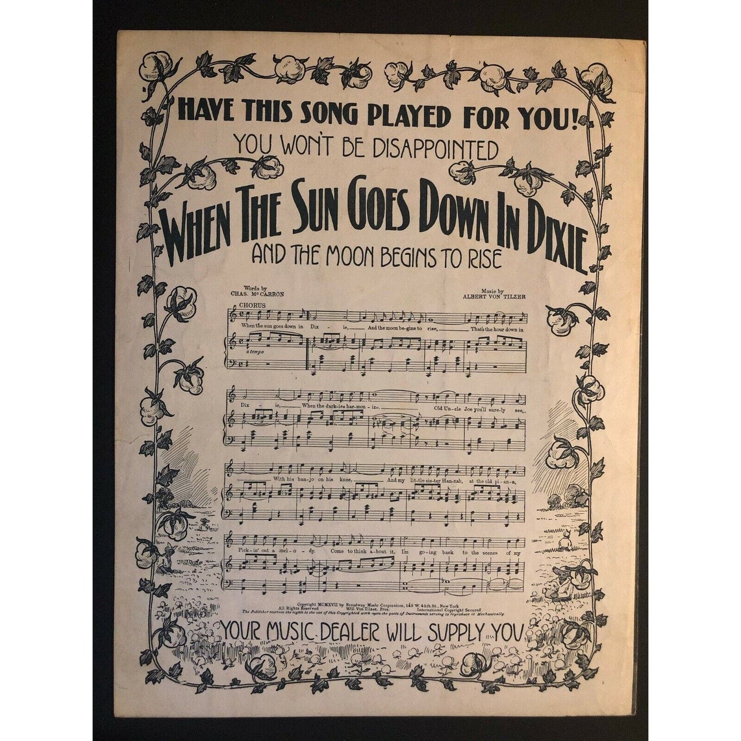 Vintage WWI Sheet Music "Give Me The Moonlight - Give Me the Girl and leave...."