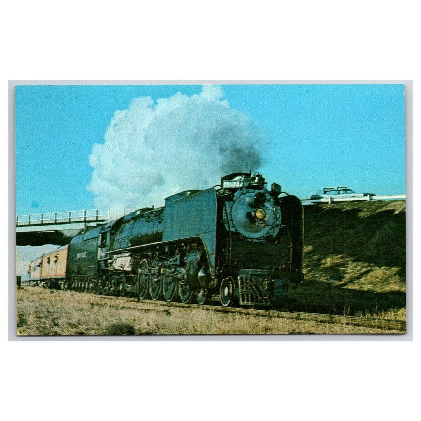 1973 Union Pacific Railroad #444 Postcard w/ Badge Logo Unposted VGC