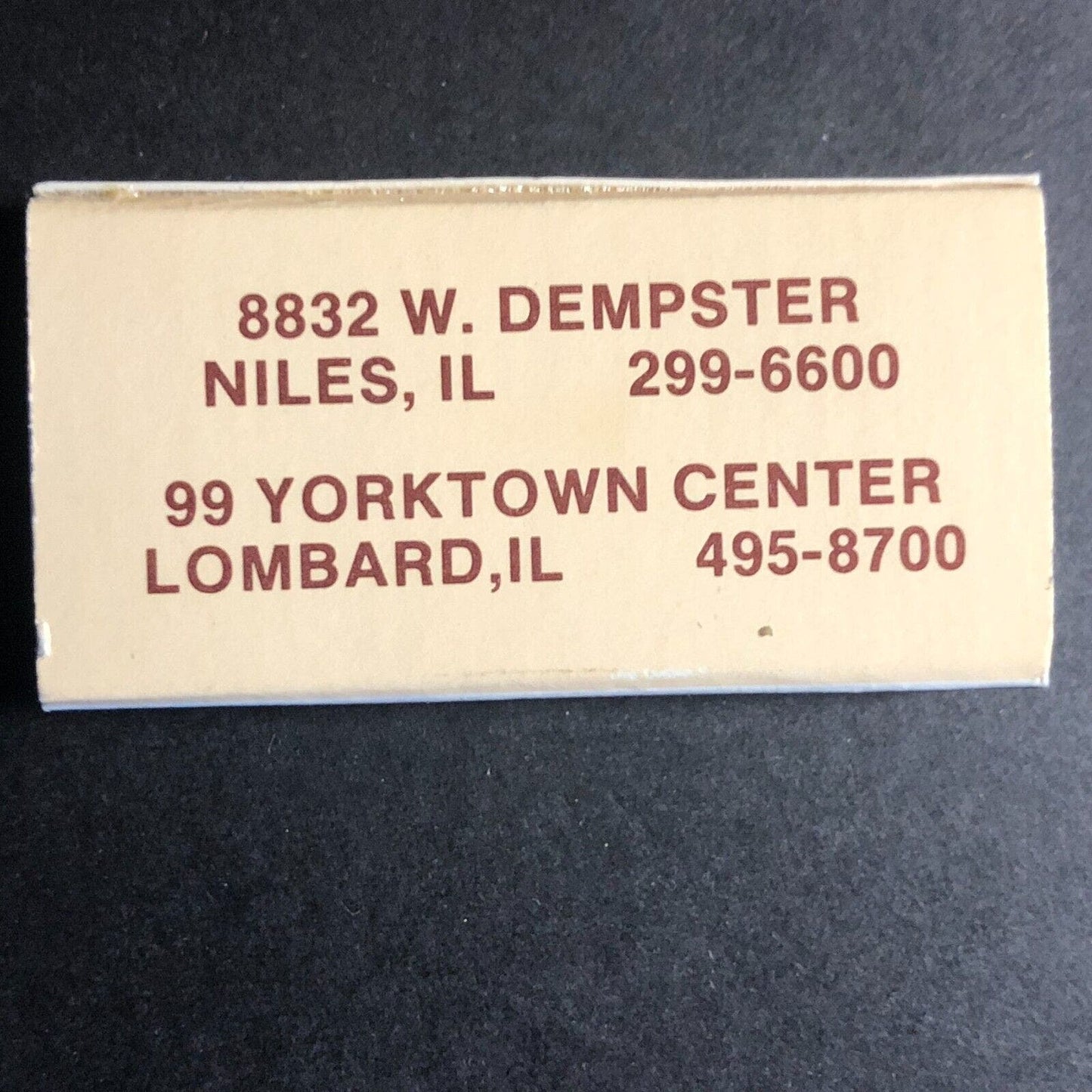 Doc Weed's Restaurant Niles, IL Lombard, IL Matchbox Matchbook c1978 VGC