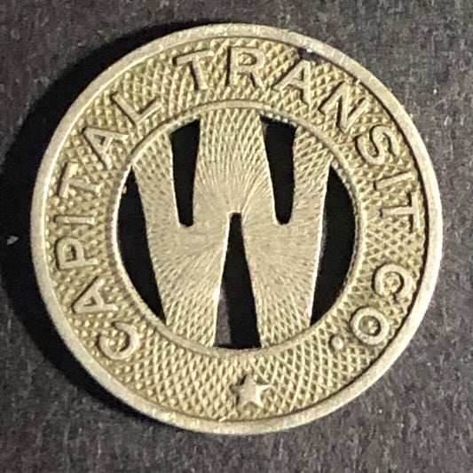 Capital Transit Co. WM One Fare Dist. of Col. 3 c1949 Transit Token 16.4mm