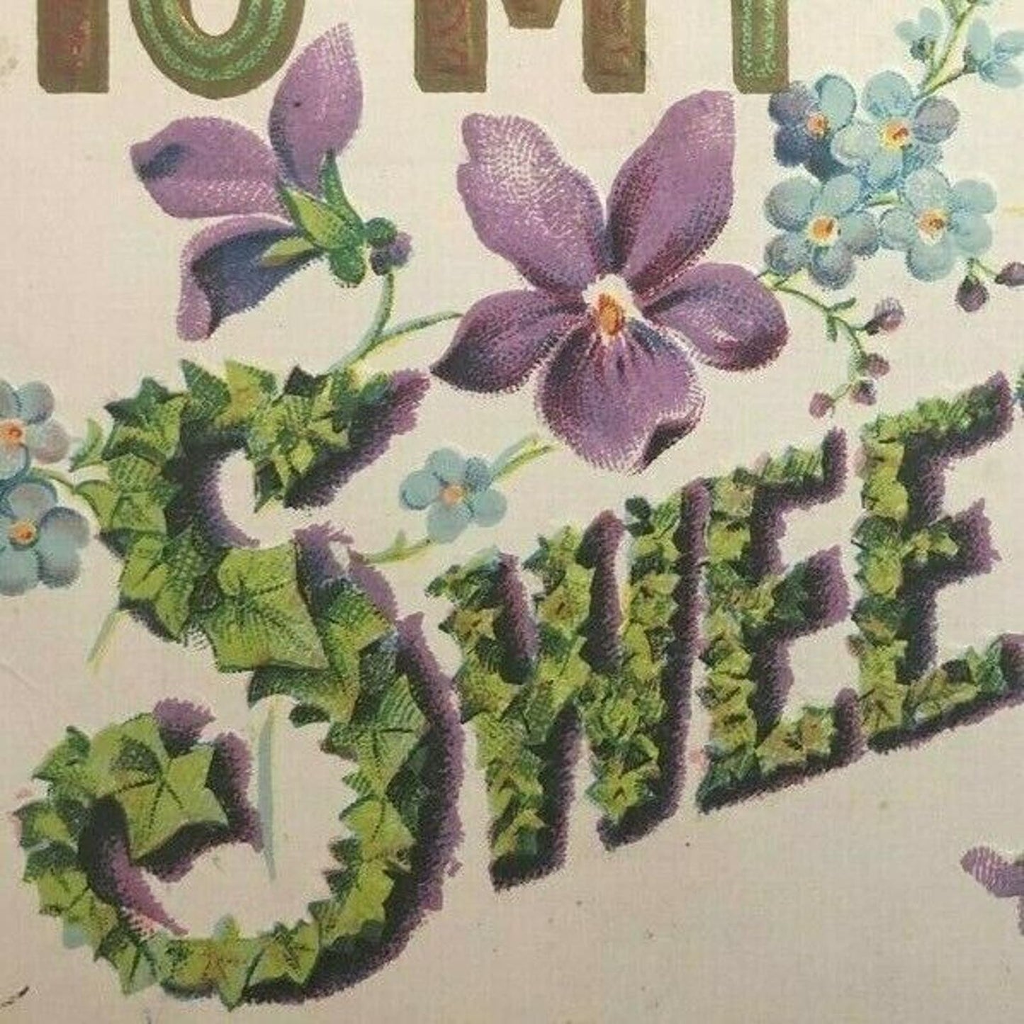 Vintage Postcard - Reverse Embossed "To My Sweetheart" Floral / Gilt