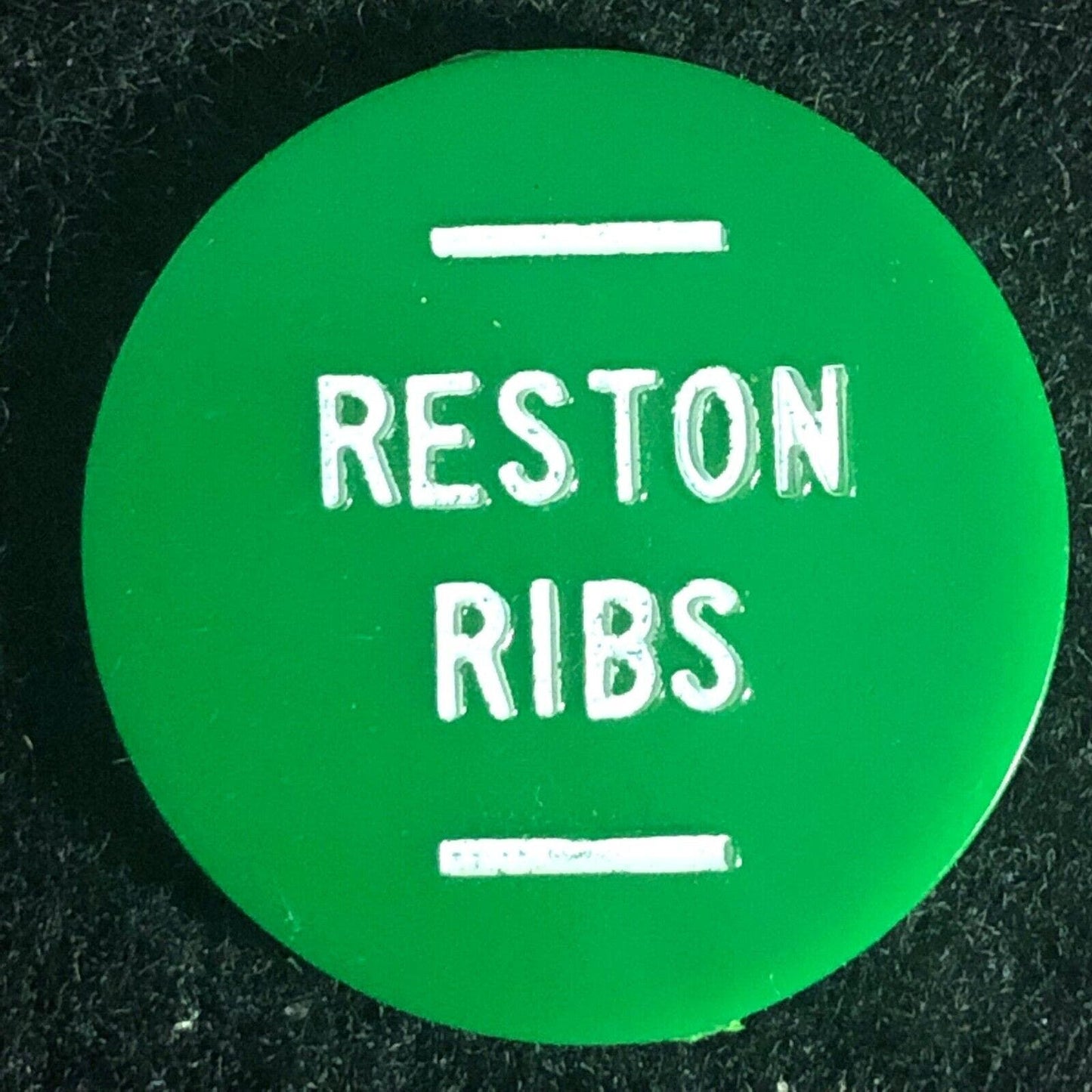 Reston Ribs (Reston, VA) Green Plastic Token 23mm Scarce VGC