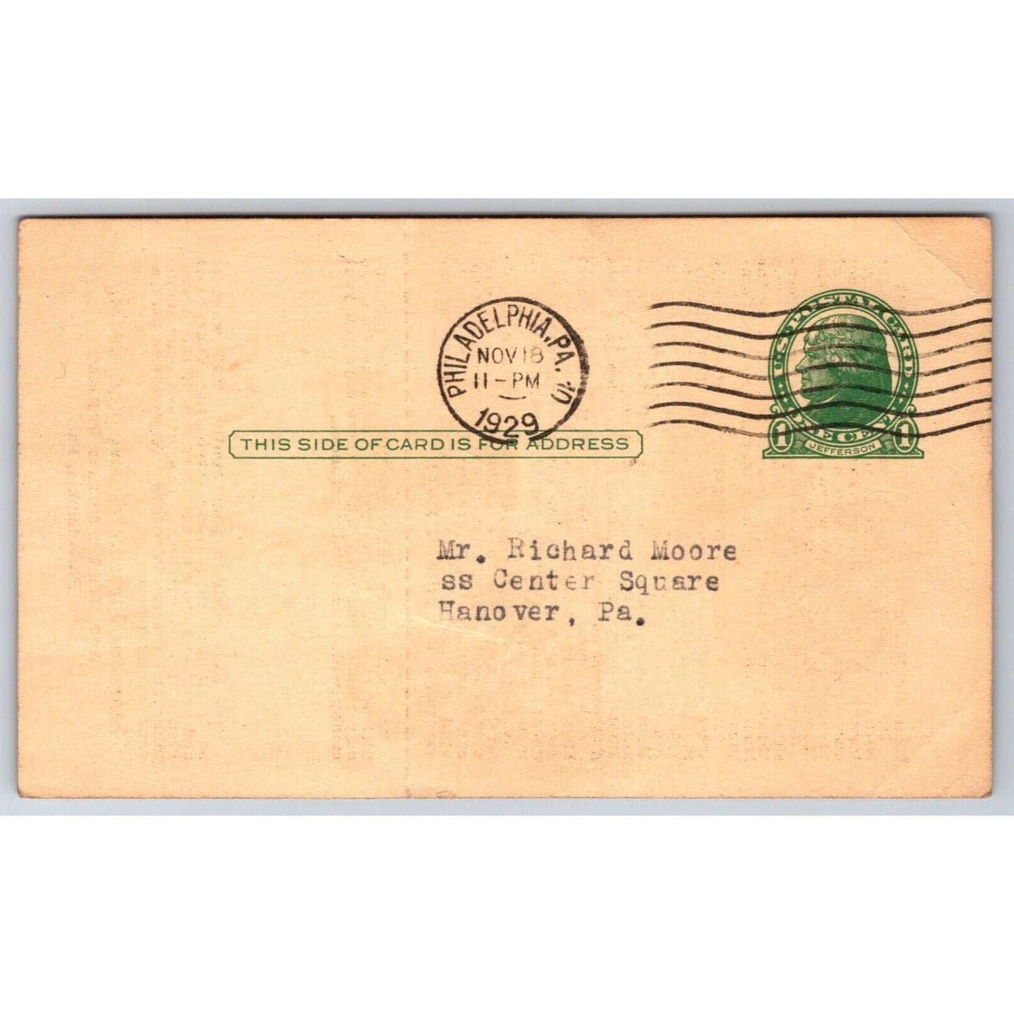American Historical Genealogical Society Phila. Offer Reply Postcard 1929 Scarce