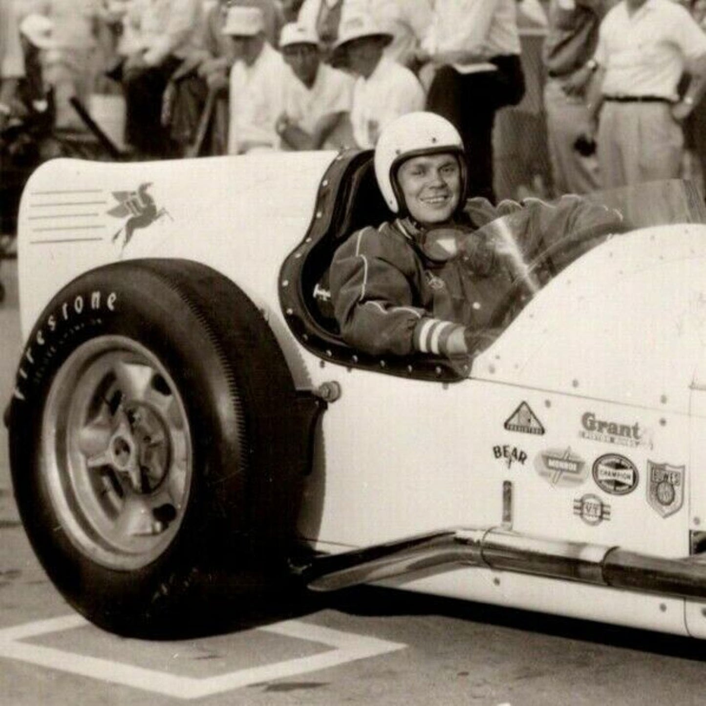 Indy 500 RPPC Postcard "1957 Gene Hartley" Official Race Photo Unposted VGC