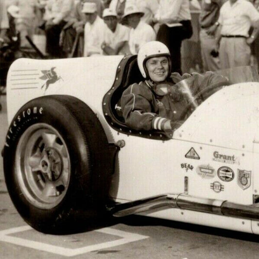 Indy 500 RPPC Postcard "1957 Gene Hartley" Official Race Photo Unposted VGC