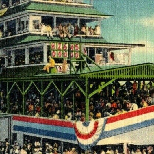 Indy 500 Linen Postcard 1937 "Indianapolis Speedway" Pagoda - Posted 1938