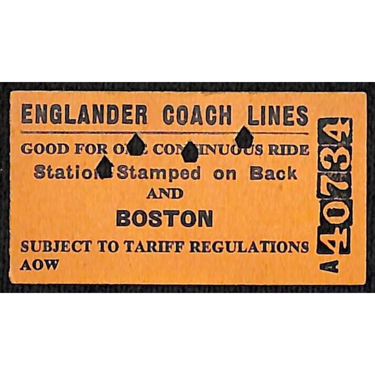 Englander Coach Lines c1950's Bus Ticket to Boston #40734 Scarce