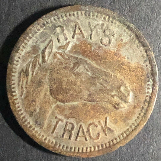 22.75mm c1930's "Ray's Track" Horse Head Brass Token - Fauver Coll.