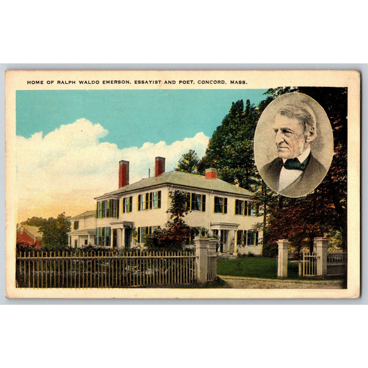 "Home of Ralph Waldo Emerson, Concord, MASS" NP Vintage Postcard