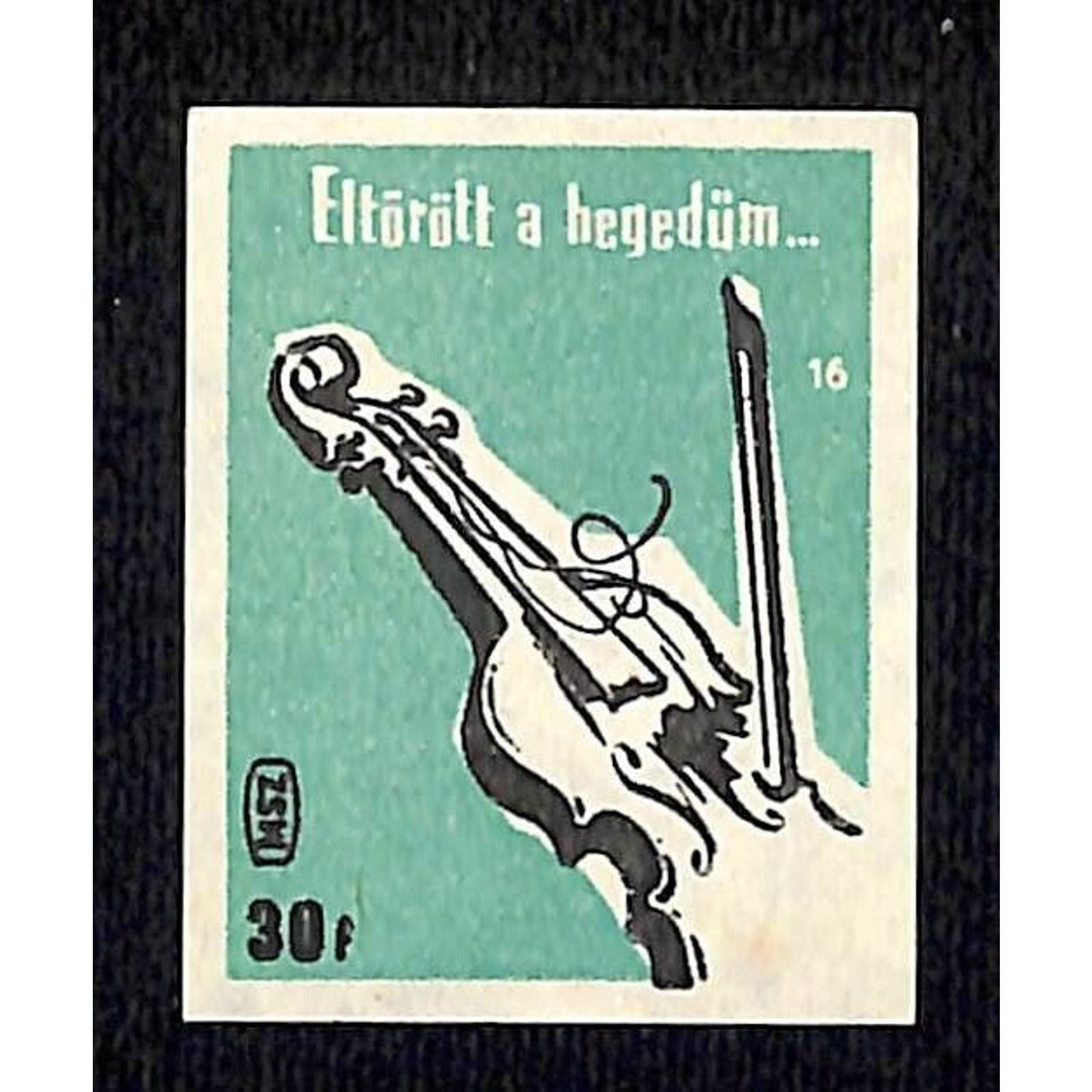 Vintage Matchbox Label Hungarian "..My Violin is Broken .." c1960's