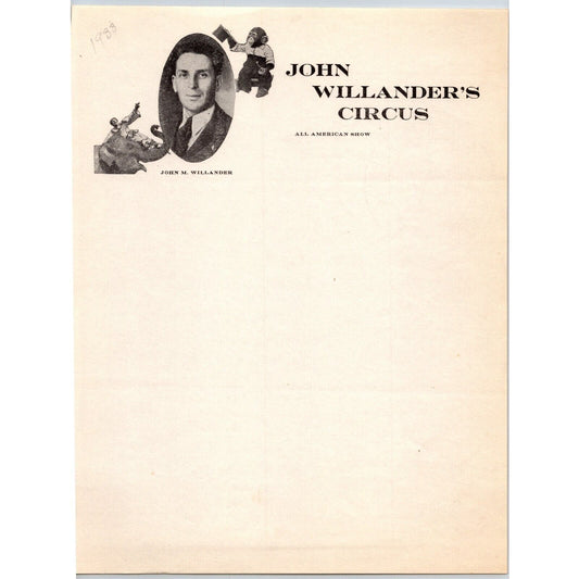 John Willander's Circus Letterhead c1935 Real Photo Monkey Elephant Scarce