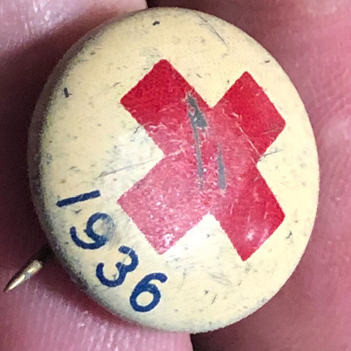 1936 Red Cross WWI Era Small Steel Pinback Button