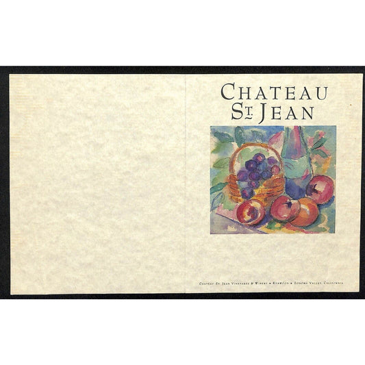 1993 Dinner with the Wines of Chateau St. Jean Winery Don Juan's Restaurant Menu