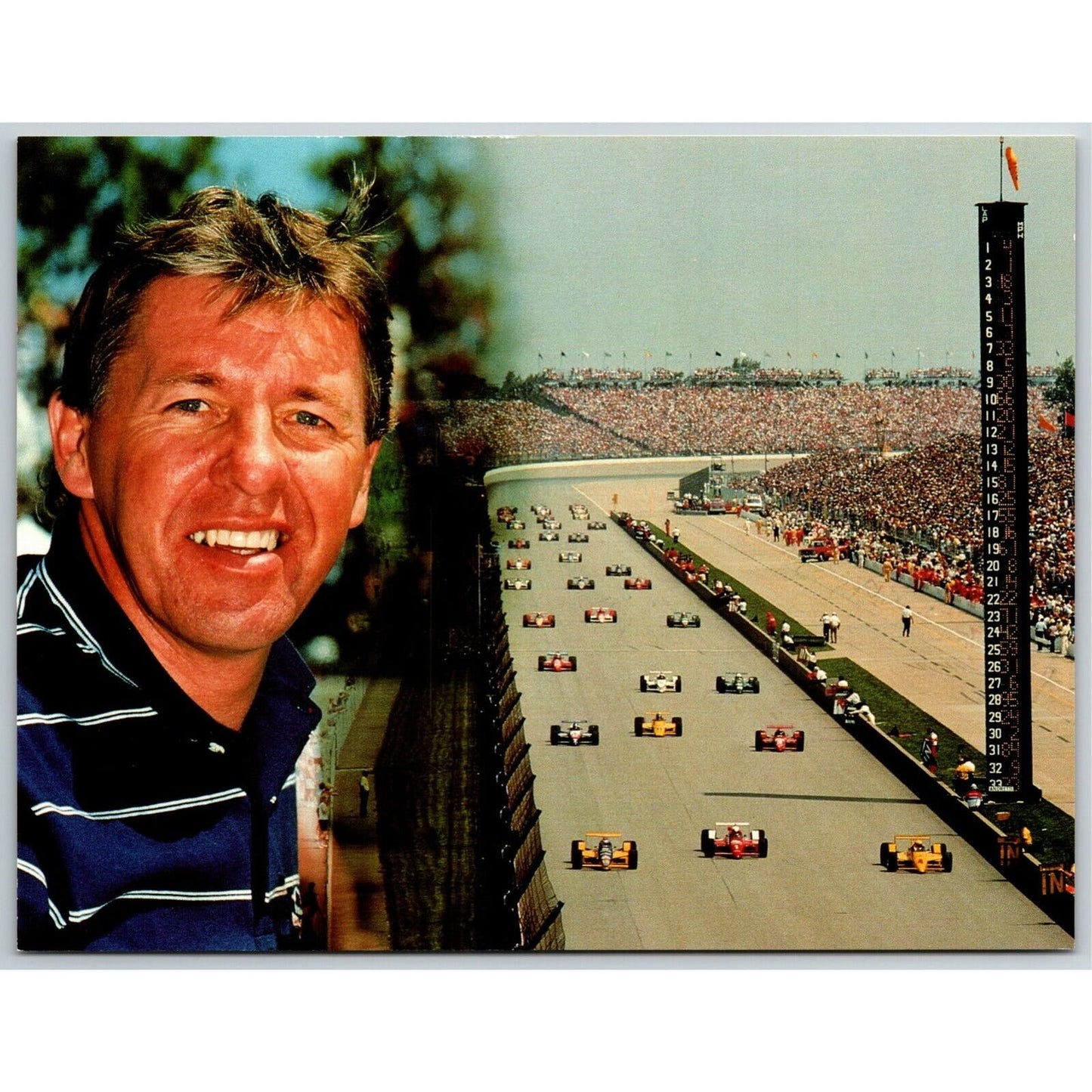 Vintage Oversized Indy 500 Postcard c1983 "Tom Sneva" 5 3/8" x 7"