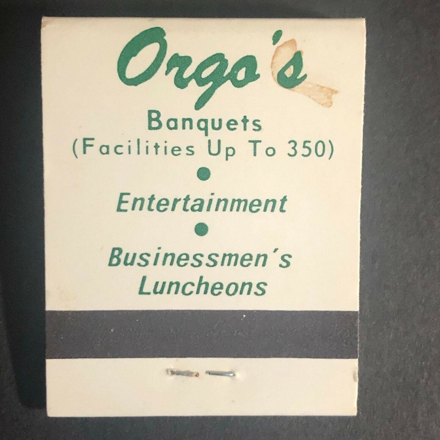 Scarce Vintage c1970's Full Matchbook "Orgo's Restaurant / Lounge" Hillside, ILL