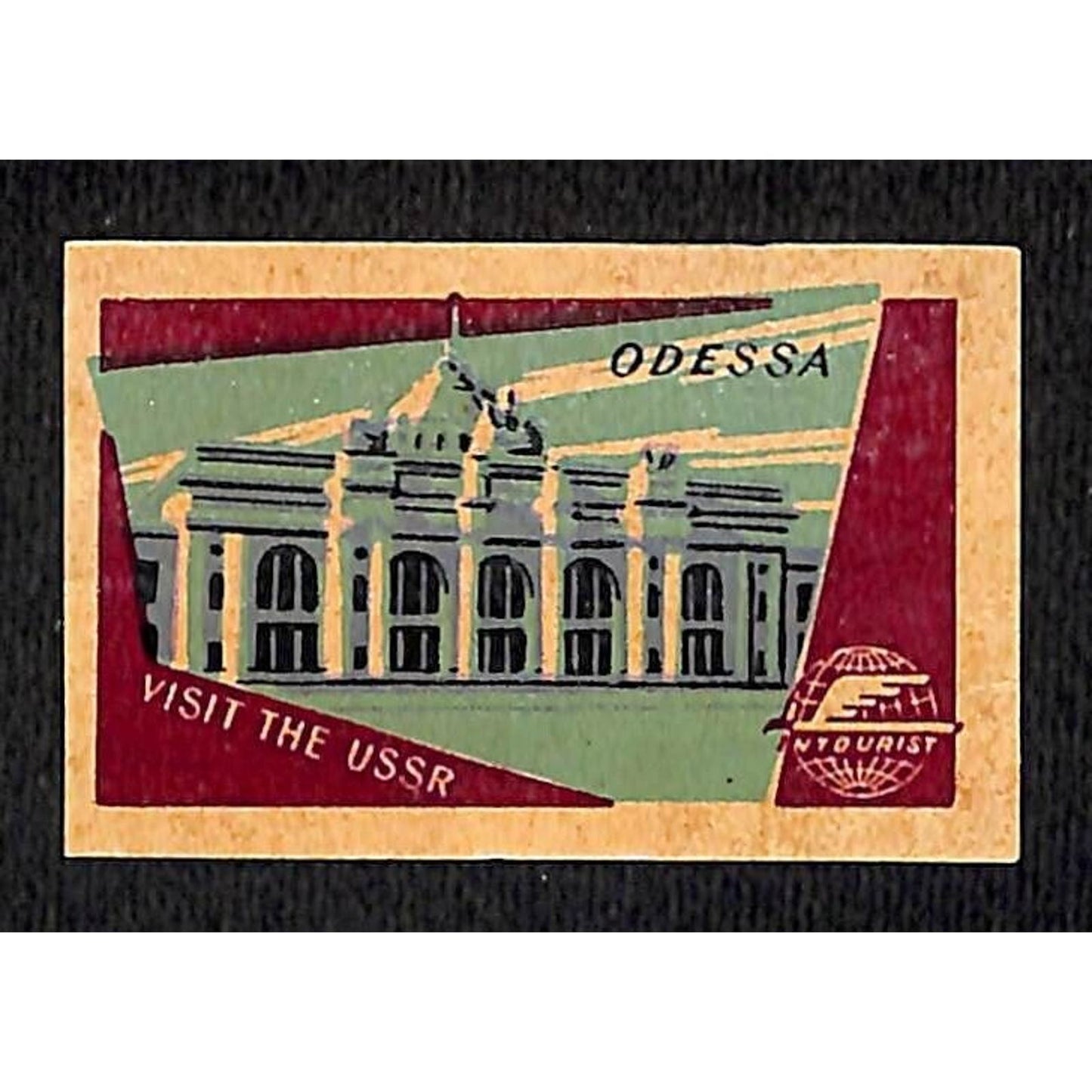 Vintage Matchbox Label Intourist Visit the USSR Odessa c1955-65