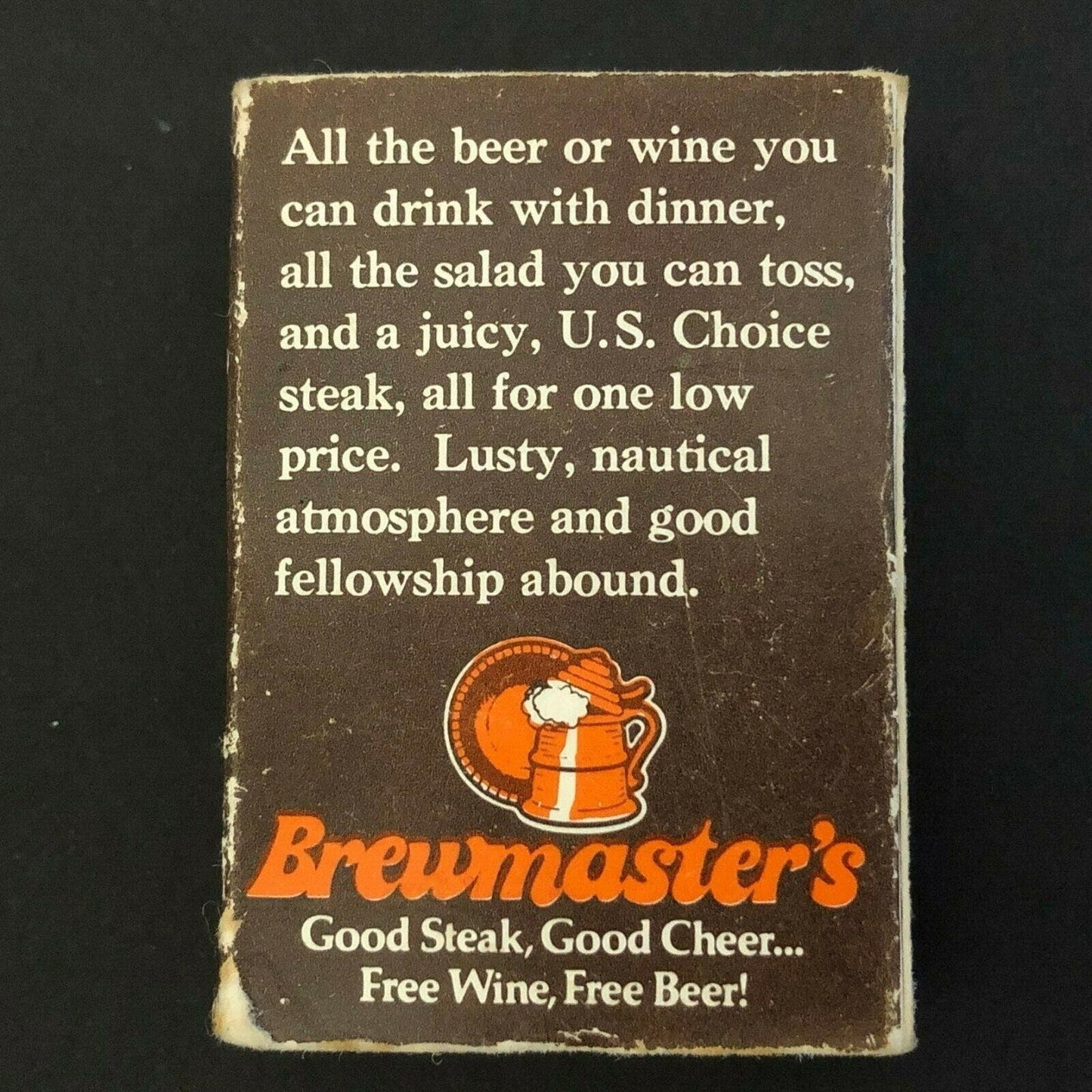 c1970's-80's Wooden Matchbox Matchbook "Brewmaster's Steak Wine Beer"