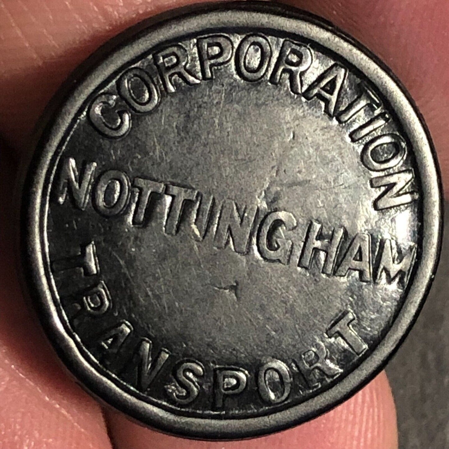 Nottingham Transport England Plastic Employee Token 1 1/2 D 21mm c1950's-60's
