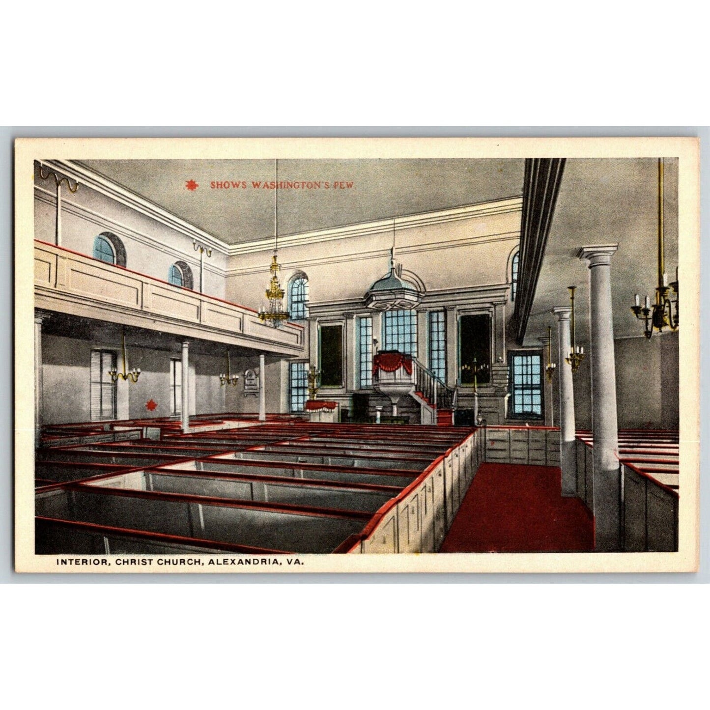 George Washington Interior Christ Church, Alexandria, VA - Vintage Postcard - NP