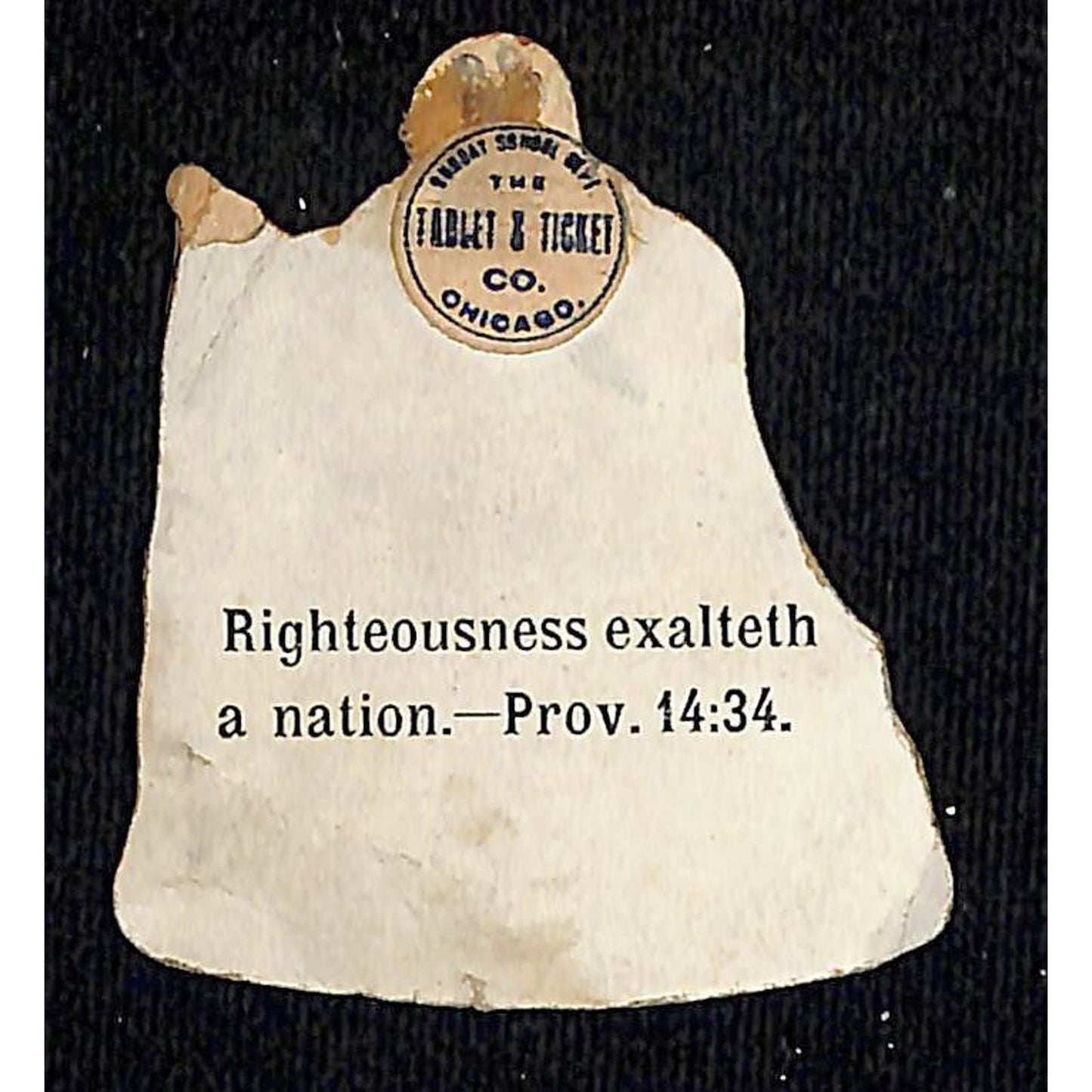 Liberty Bell & Flag Die Cut Sunday School Tablet & Ticket Chicago Proverbs 14:34