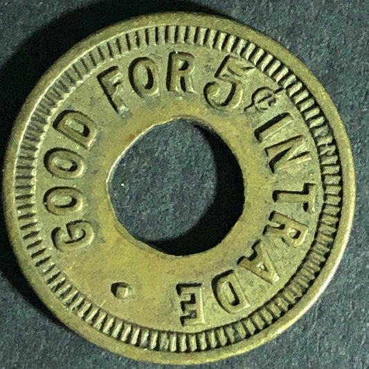 Good For 5c In Trade "31542" Brass Donut Token 21.25mm