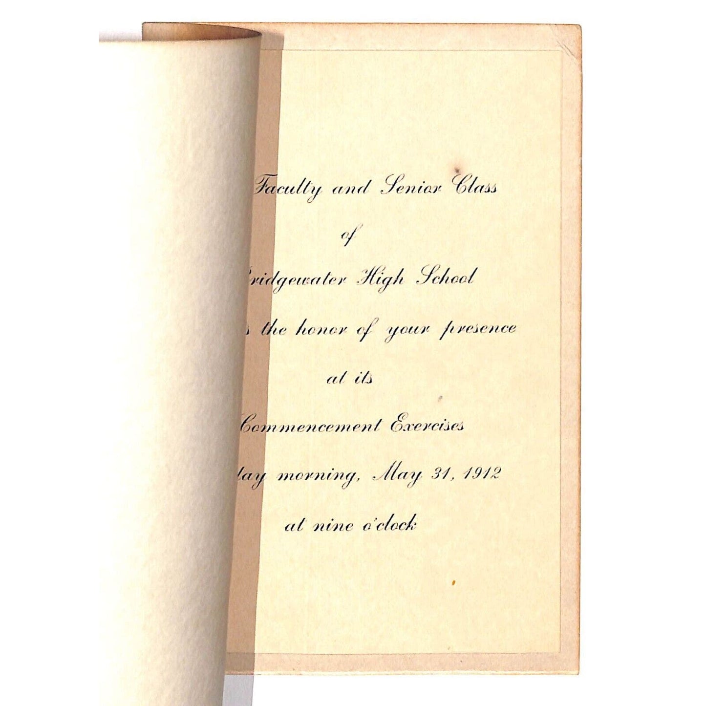 Bridgewater High School (Virginia?) 1912 Commencement Invitation VGC