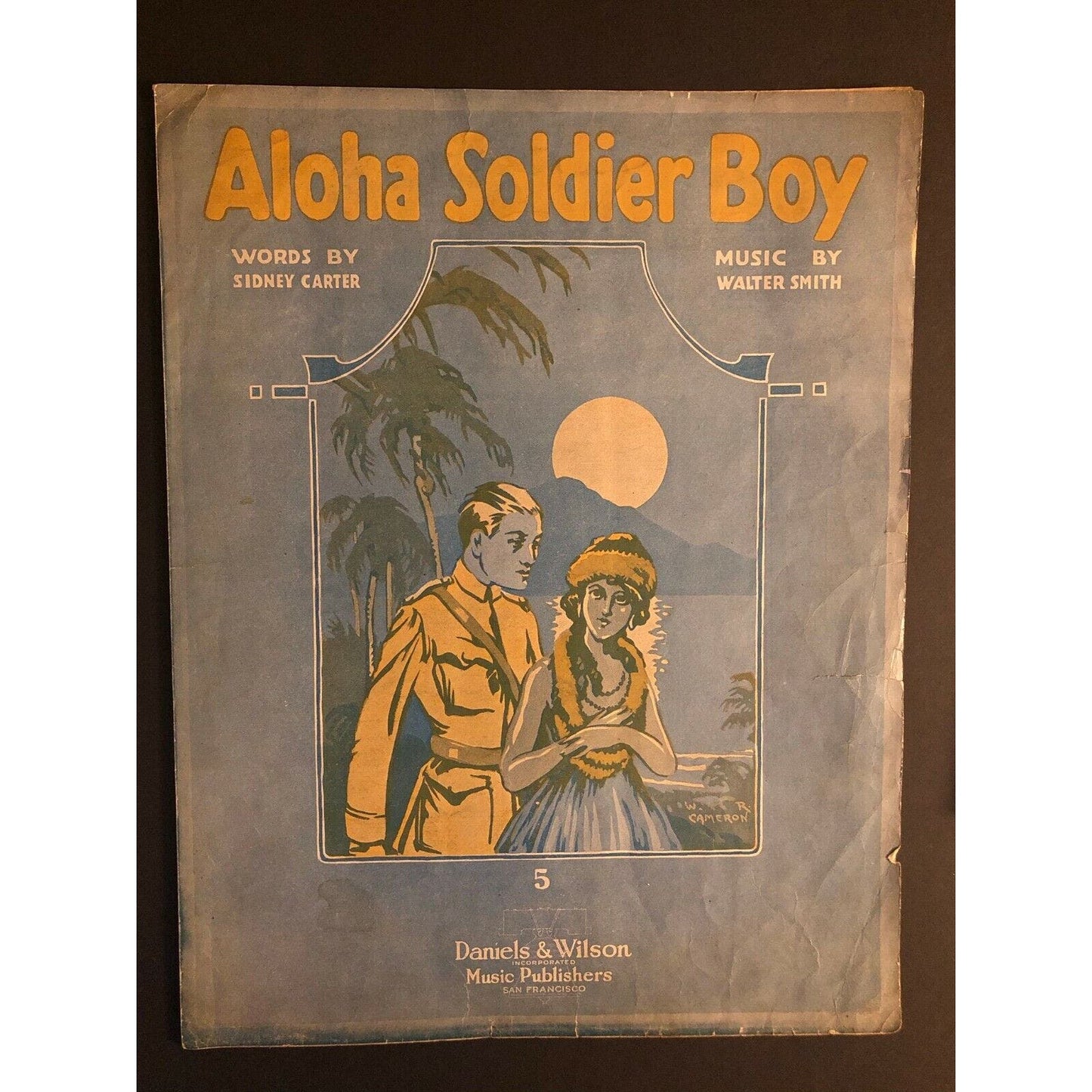 Vintage WWI Sheet Music "Aloha Soldier Boy"