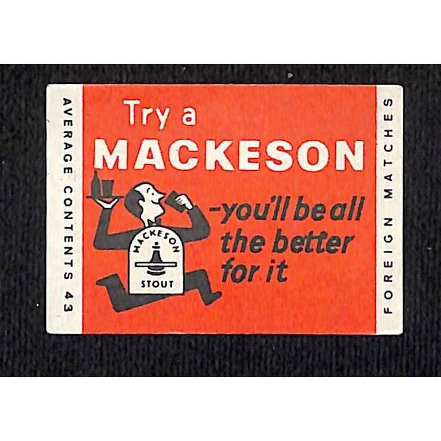 Vintage Matchbox Label "Try a Mackeson" Stout Beer c1950's-60's