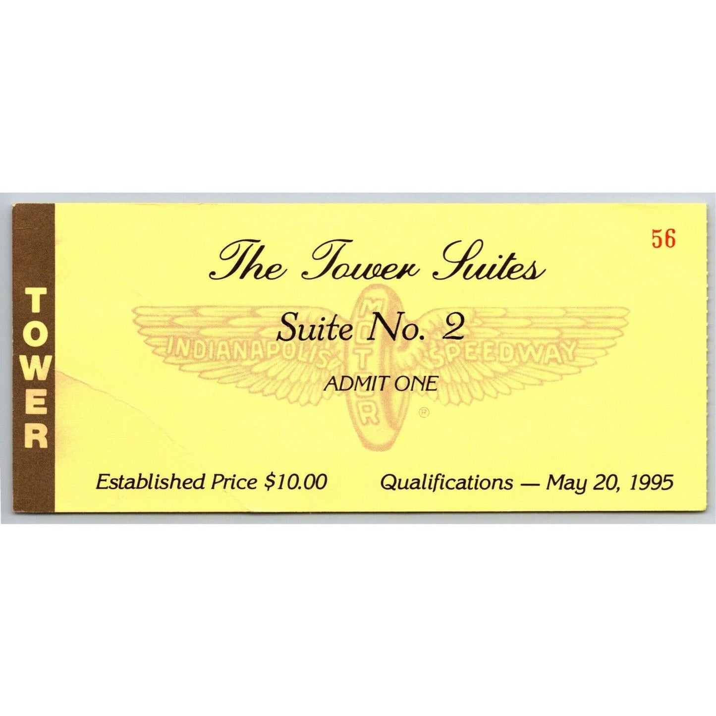 1995 Indy 500 Qualifications Tower Suites Ticket Stub IMS Indianapolis #56