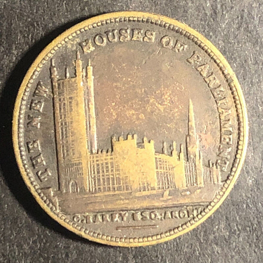 1846 Queen Victoria The New Houses of Parliament Token 22.5mm Scarce