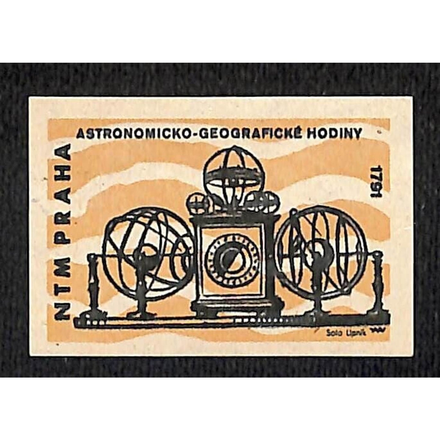 VTG Matchbox Label National Technical Museum Prague Astronomical Geo Clock c1960