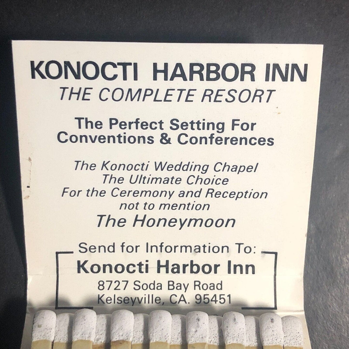 Kelseyville, CA Konocti Harbor Resort & Spa Full Matchbook c1980's-90's