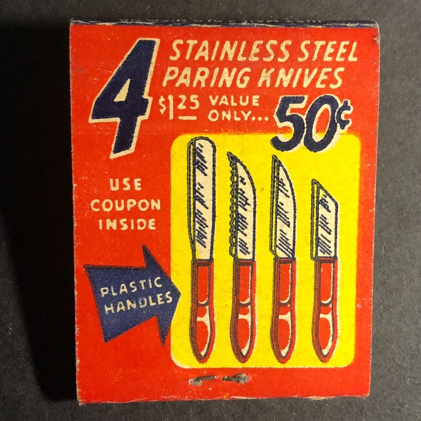 Bit-O-Honey Old Nick w/ Paring Knives Offer Full Matchbook 1950 VGC
