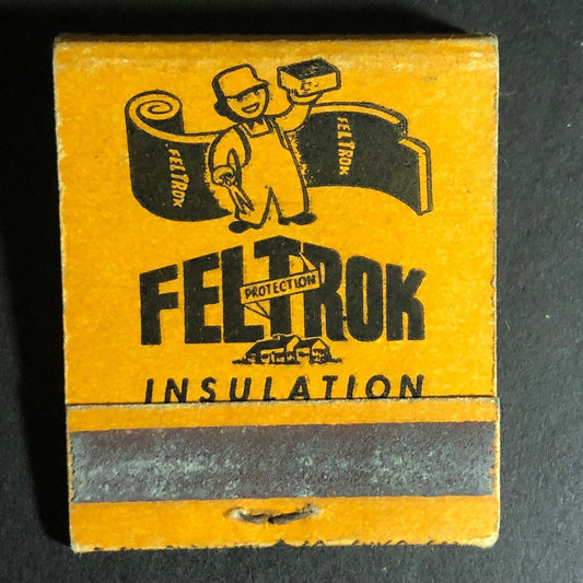 Feltrok Rock Wool Insulation Tacoma Matchbook c1950's Full 20-Strike VGC Scarce