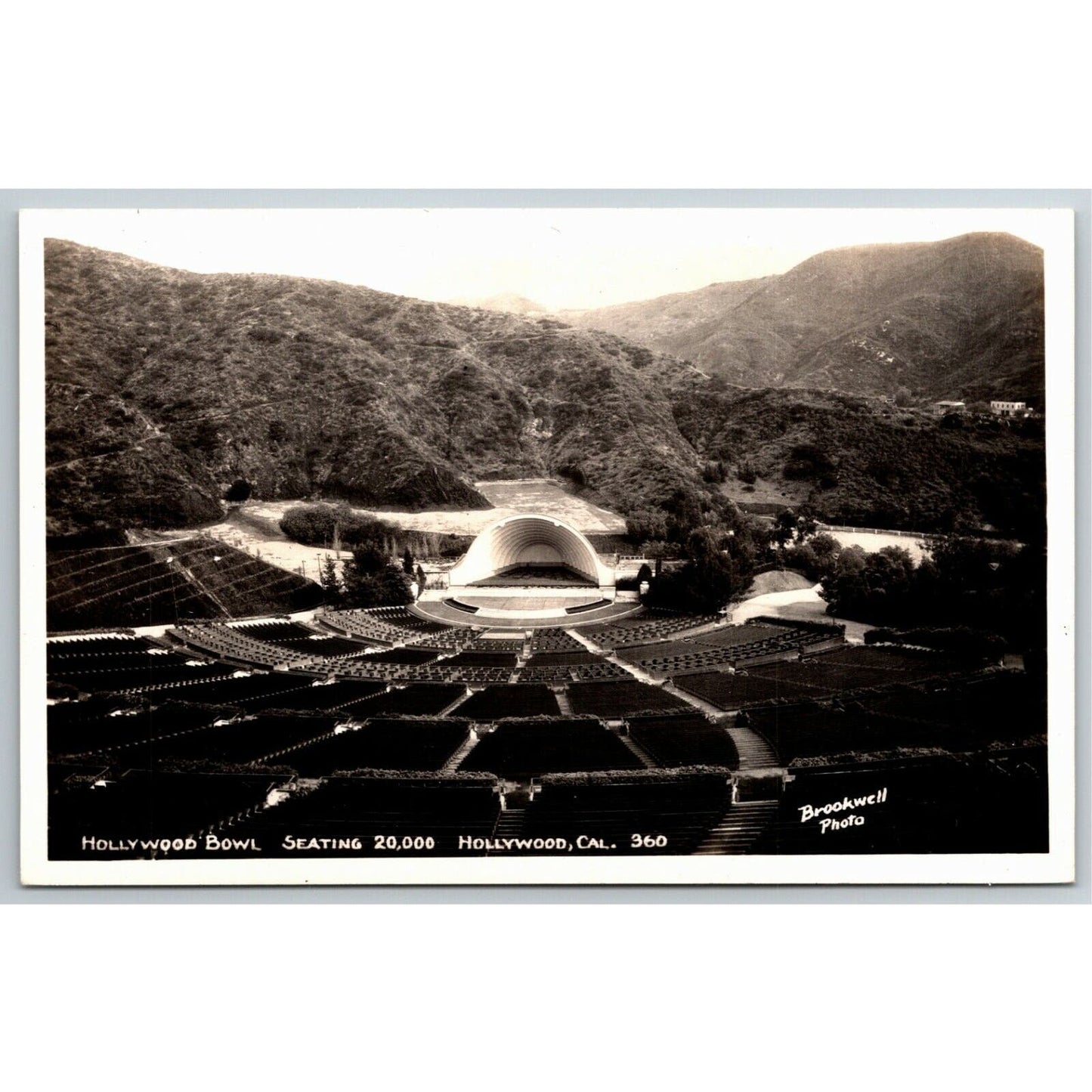 Vintage Glossy RPPC* Hollywood Bowl "Seats 20,000" Empty Postcard - c1930's-40's