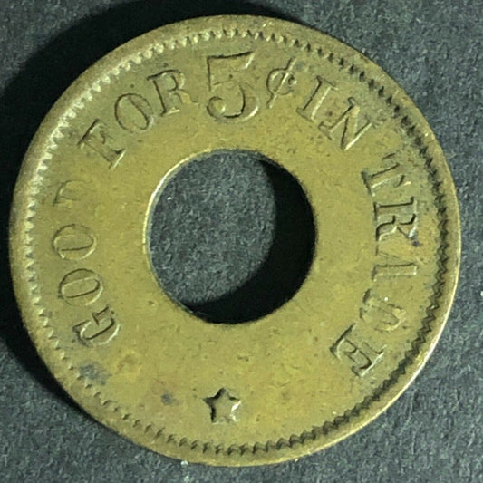 Good For 5c In Trade "2253" Brass Donut Token 21mm