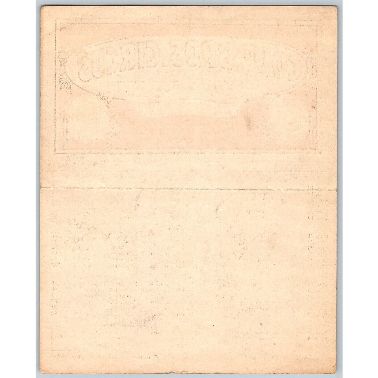 1935 Cole Bros with Clyde Beatty Circus Route Card VA NC SC GA