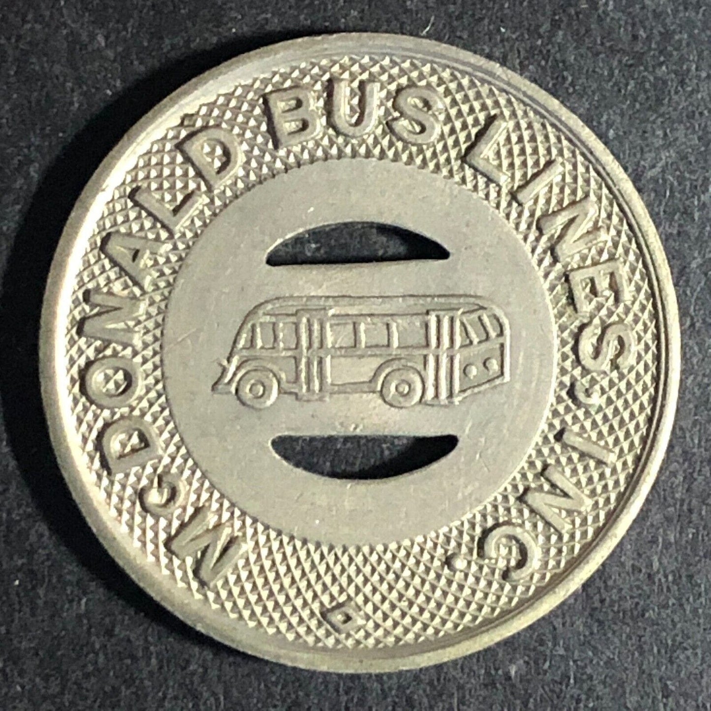 McDonald Bus Lines (Girard OH)WM G/F One 15¢ Fare Transit Bus Token c1947 - 23mm