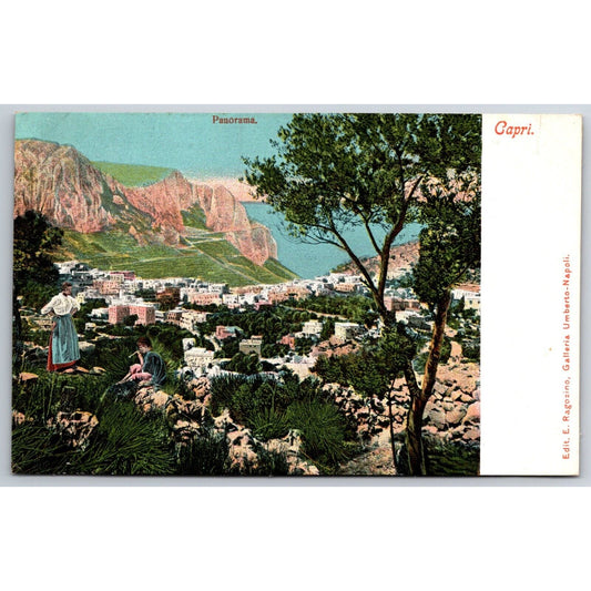 Italian Postcard Capri "Panorama" Homes Near Cliffs & Sea c1901-1907